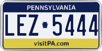 PA license plate LEZ5444