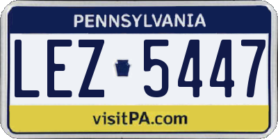 PA license plate LEZ5447
