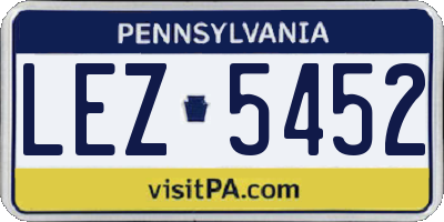 PA license plate LEZ5452