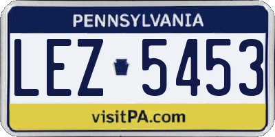 PA license plate LEZ5453