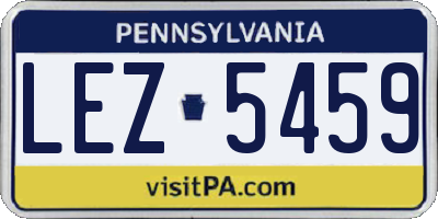 PA license plate LEZ5459