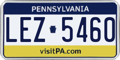 PA license plate LEZ5460