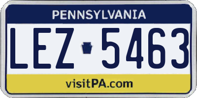 PA license plate LEZ5463