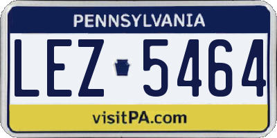 PA license plate LEZ5464