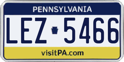 PA license plate LEZ5466