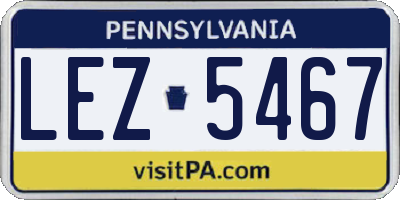 PA license plate LEZ5467