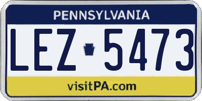 PA license plate LEZ5473
