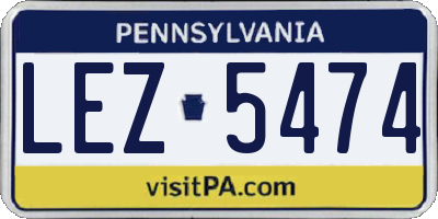 PA license plate LEZ5474