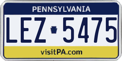 PA license plate LEZ5475