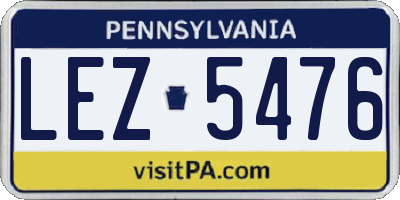 PA license plate LEZ5476