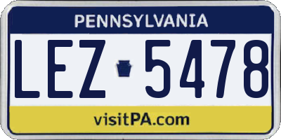 PA license plate LEZ5478