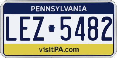PA license plate LEZ5482