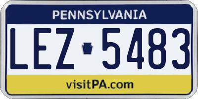 PA license plate LEZ5483