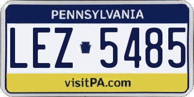PA license plate LEZ5485