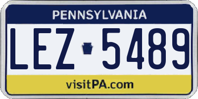PA license plate LEZ5489