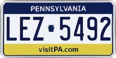 PA license plate LEZ5492