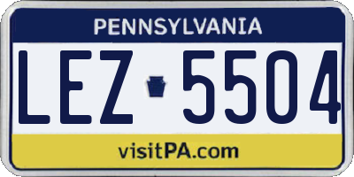 PA license plate LEZ5504