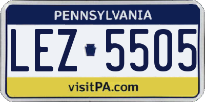 PA license plate LEZ5505