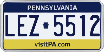 PA license plate LEZ5512