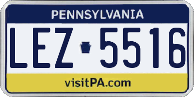 PA license plate LEZ5516