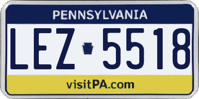 PA license plate LEZ5518