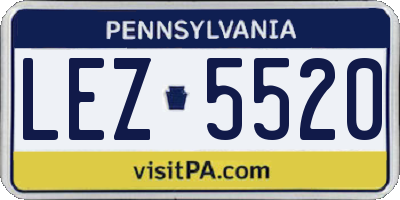 PA license plate LEZ5520