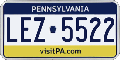 PA license plate LEZ5522