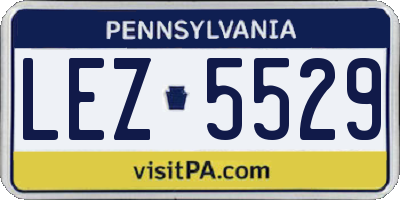 PA license plate LEZ5529