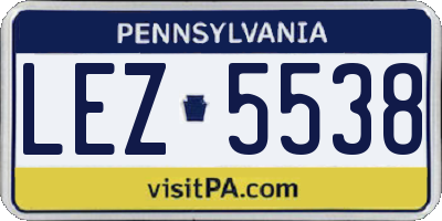 PA license plate LEZ5538