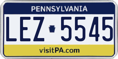 PA license plate LEZ5545