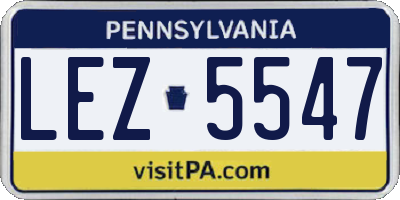 PA license plate LEZ5547