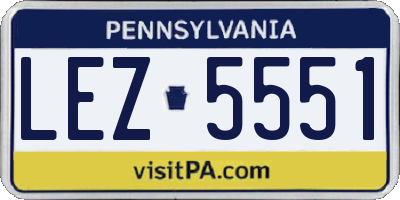 PA license plate LEZ5551