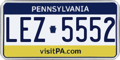 PA license plate LEZ5552