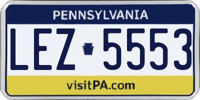 PA license plate LEZ5553
