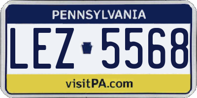 PA license plate LEZ5568