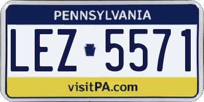 PA license plate LEZ5571
