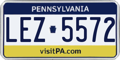 PA license plate LEZ5572
