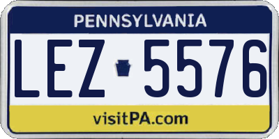 PA license plate LEZ5576