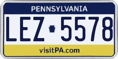 PA license plate LEZ5578