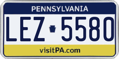 PA license plate LEZ5580