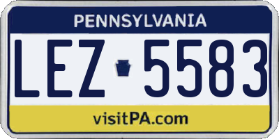 PA license plate LEZ5583
