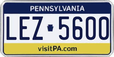 PA license plate LEZ5600