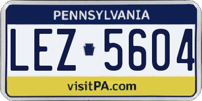 PA license plate LEZ5604