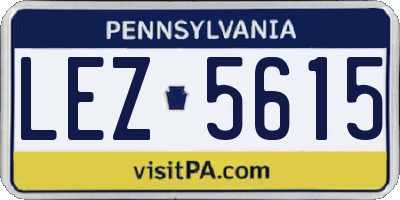 PA license plate LEZ5615