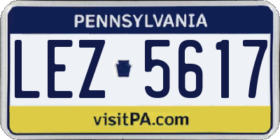 PA license plate LEZ5617