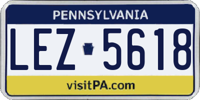 PA license plate LEZ5618
