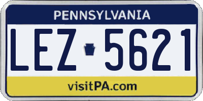 PA license plate LEZ5621
