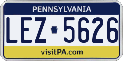 PA license plate LEZ5626