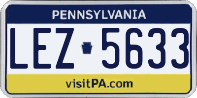 PA license plate LEZ5633