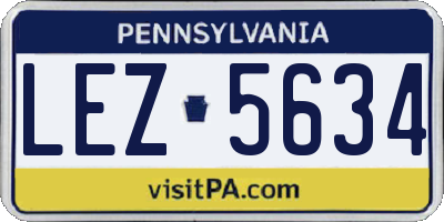 PA license plate LEZ5634
